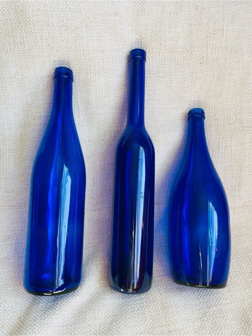(3) Vintage Cobalt Blue Glass Bottles